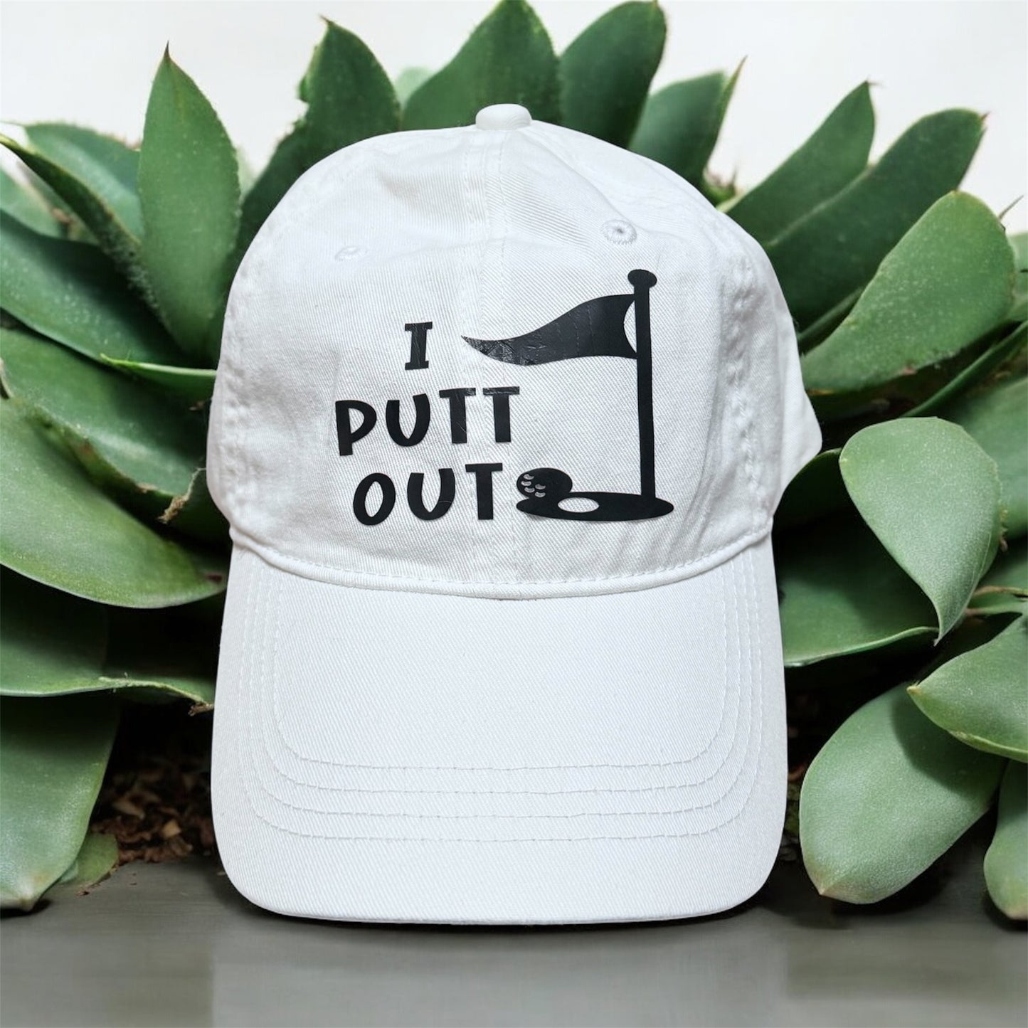 Ponytail Cap Custom Women's White Golf Hat OS with High & Low Slots Adjustable Velcro Strap 100% Cotton DTF Ink Design