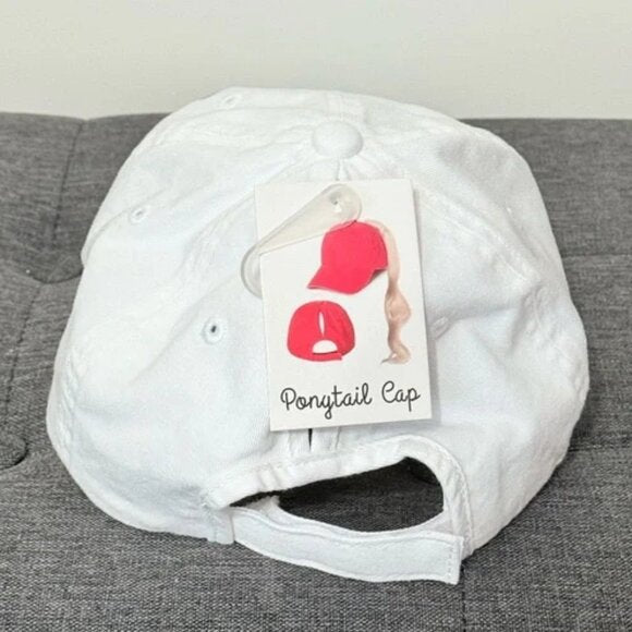 Ponytail Cap Custom Women's White Golf Hat OS