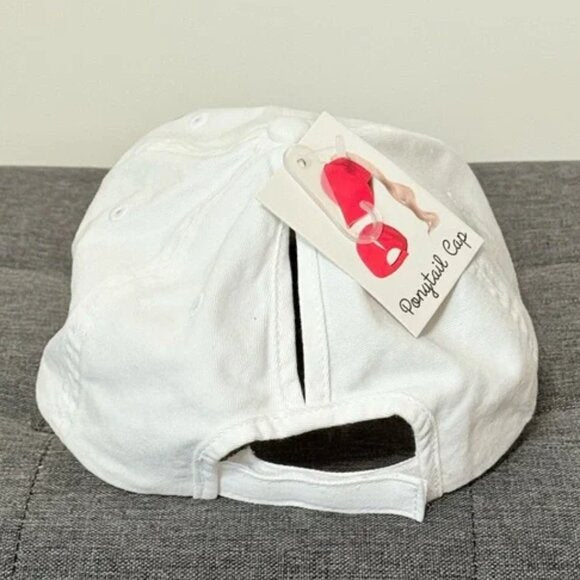 Ponytail Cap Custom Women's White Golf Hat OS