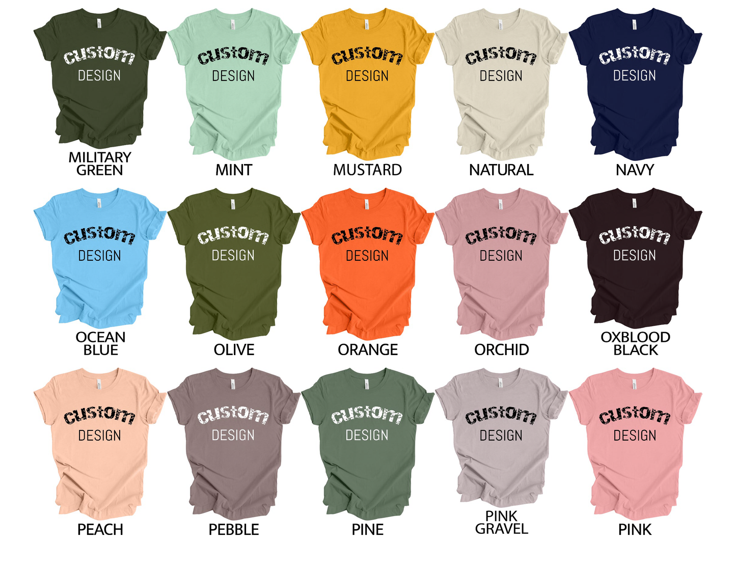 Shirts Men's & Women's Unisex Custom Crew Neck Solid T-shirt | Design Your Own Shirt