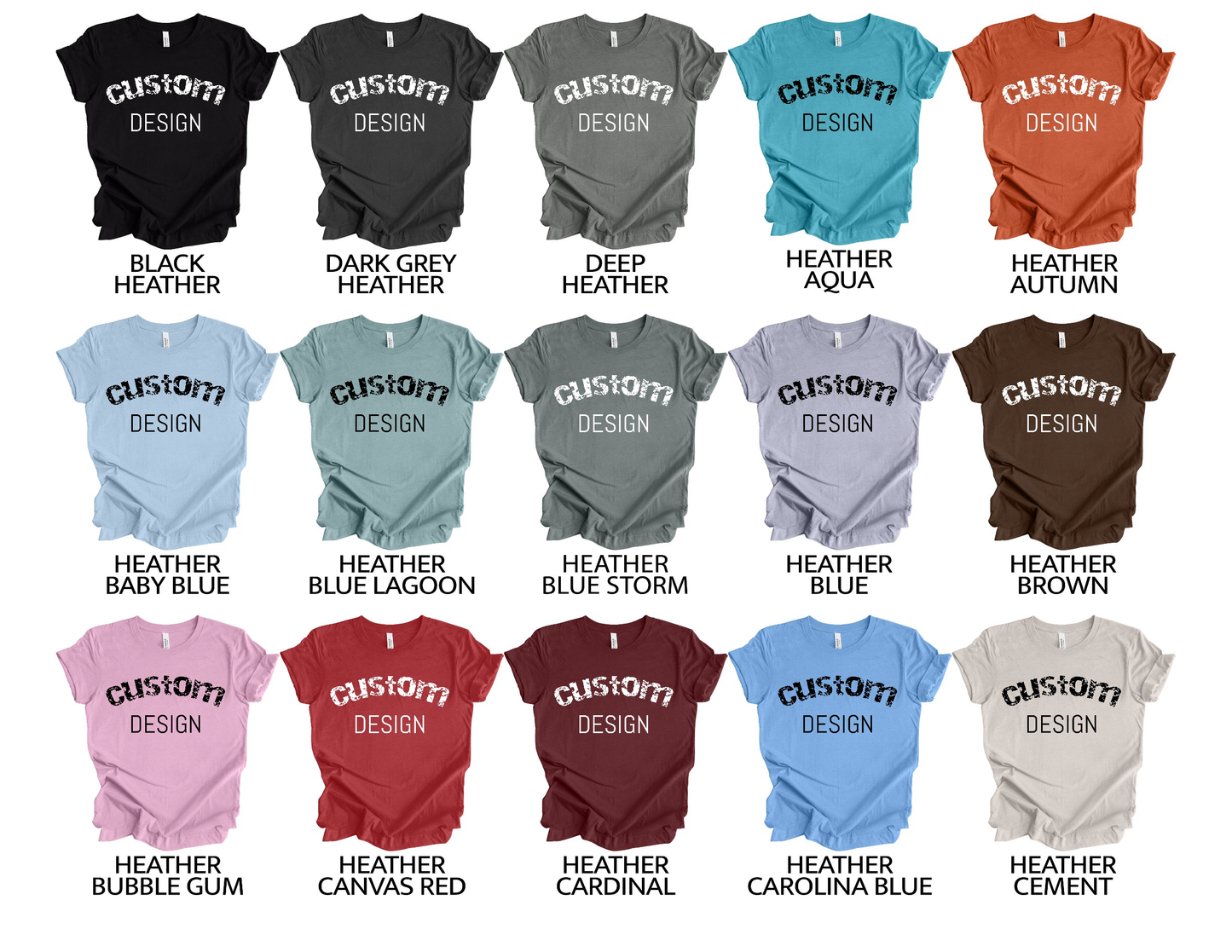 Shirts Men's & Women's Unisex Custom Crew Neck Heather T-shirt | Design Your Own Shirt