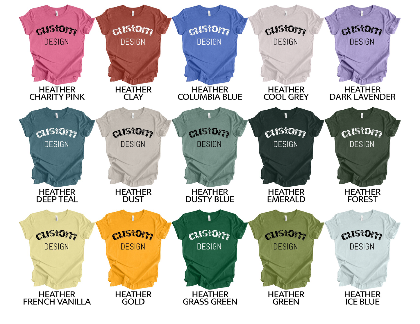 Shirts Men's & Women's Unisex Custom Crew Neck Heather T-shirt | Design Your Own Shirt