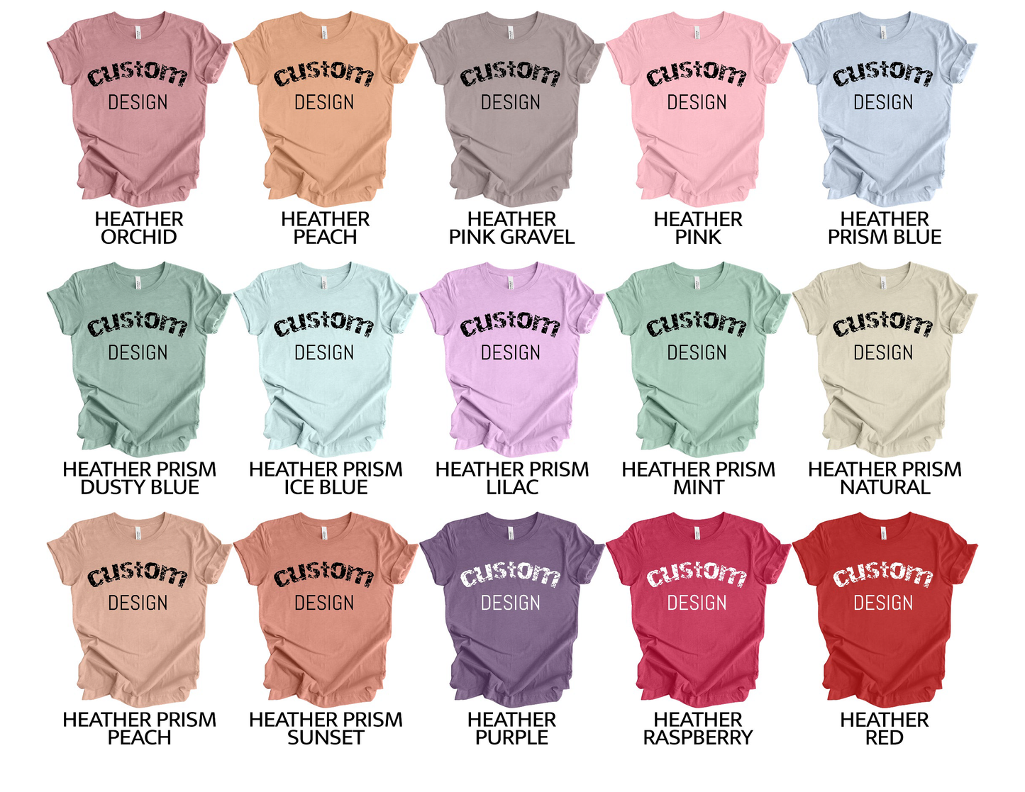 Shirts Men's & Women's Unisex Custom Crew Neck Heather T-shirt | Design Your Own Shirt