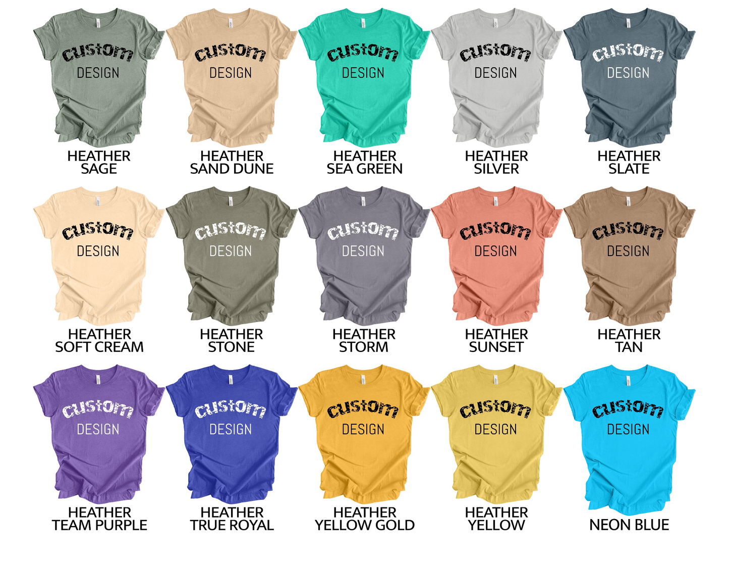 Shirts Men's & Women's Unisex Custom Crew Neck Heather T-shirt | Design Your Own Shirt