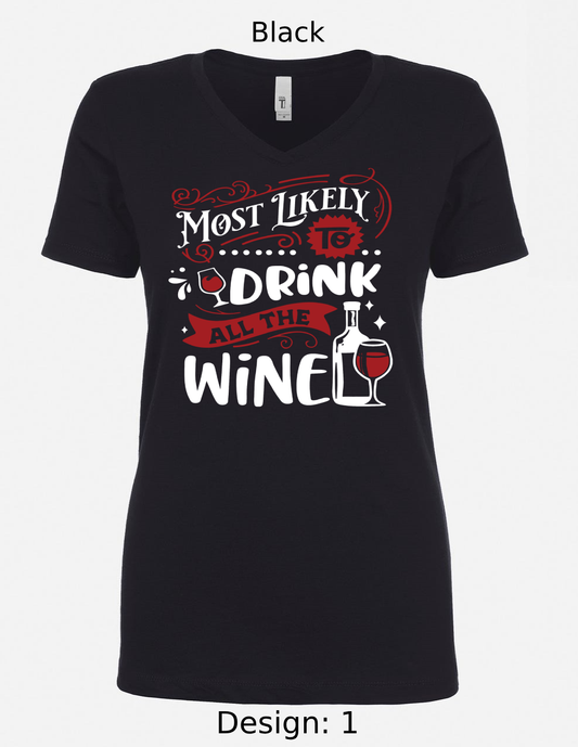 Shirts Women's Customized Tank Tops & Shirts | Christmas Funny Most Likely To Themed Tee