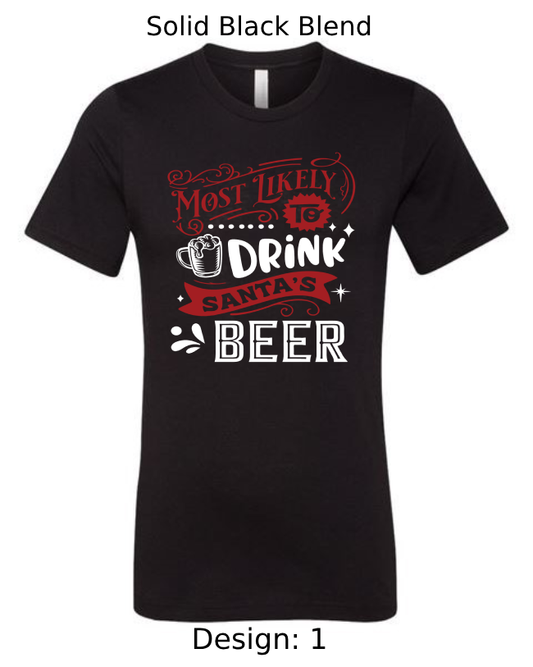 Shirts Men's Customized T-Shirts |  Christmas Funny Most Likely To Themed Tee
