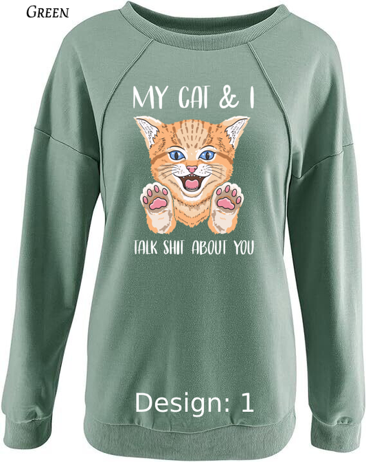 Sweatshirt Women's Cat Sweatshirt | Custom Sweatshirt