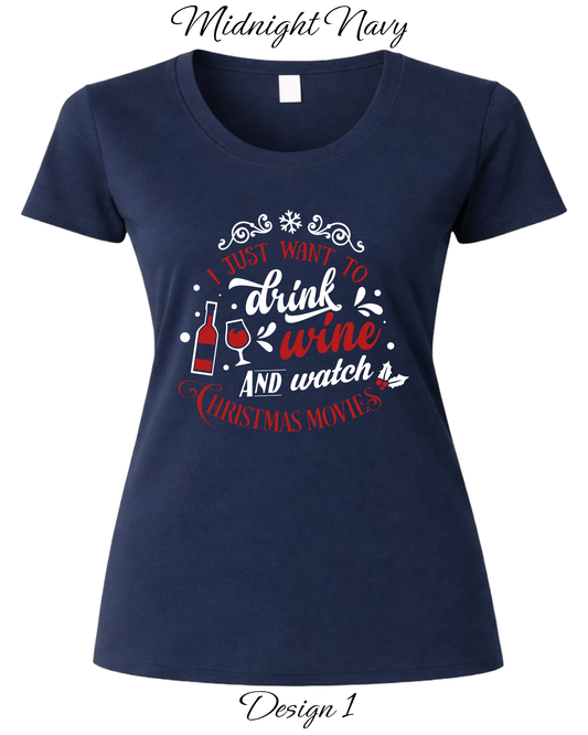 Custom Women's Tank Tops & Tees | Christmas Funny Drinking Inspired Tee