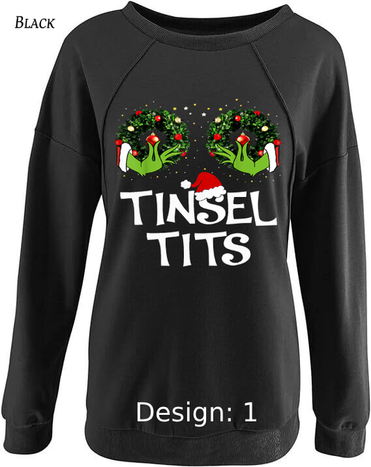 Sweatshirt Women's Christmas Tinsel Tits Sweatshirt | Custom Sweatshirt