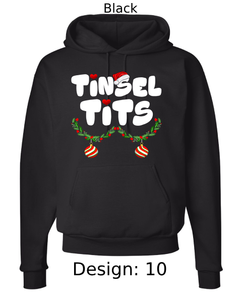 Unisex Christmas Jingle Balls & Tinsel Tits Hoodie Sweatshirt | Custom Hoodie