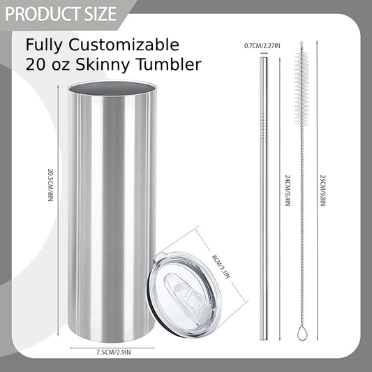 Custom Tumbler Personalized 20 oz Skinny Tumbler | Design Your Own Tumbler