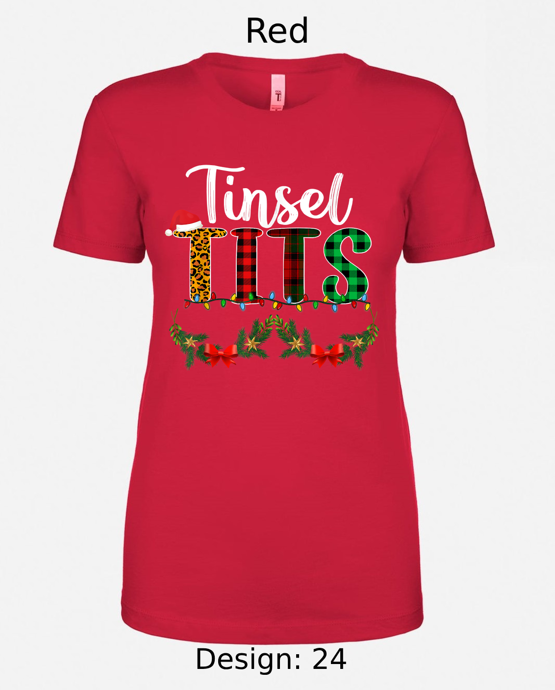 Shirts Women's Customized Tank Tops & Shirts | Christmas Tinsel Tits Themed Tee