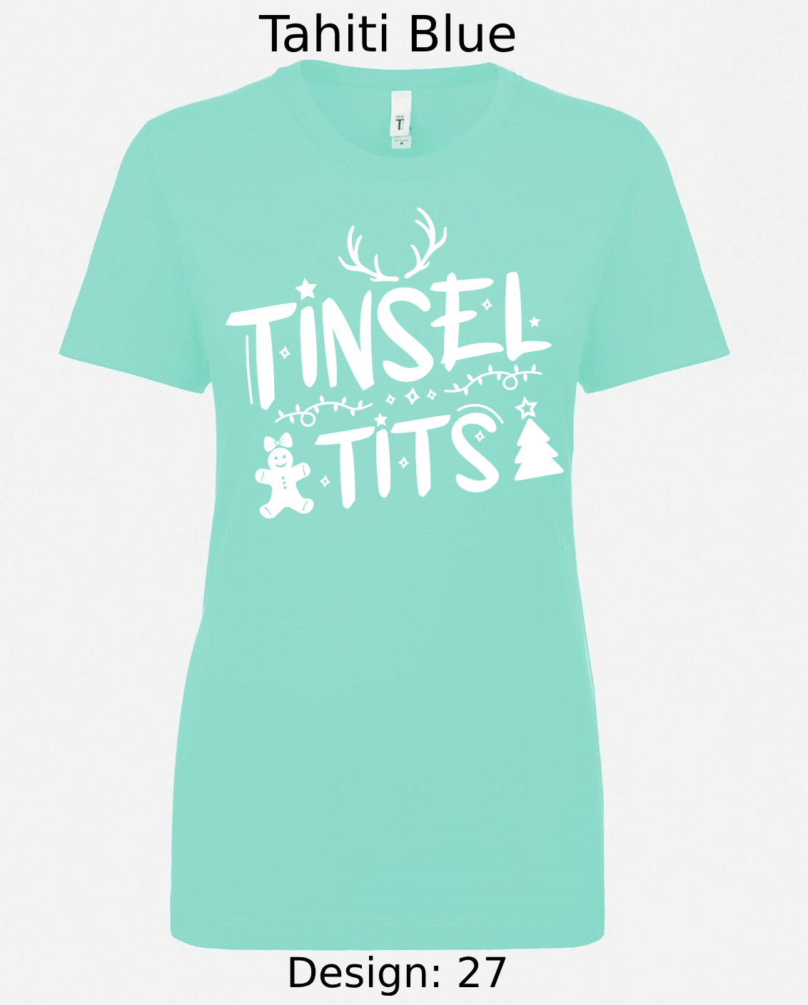 Shirts Women's Customized Tank Tops & Shirts | Christmas Tinsel Tits Themed Tee