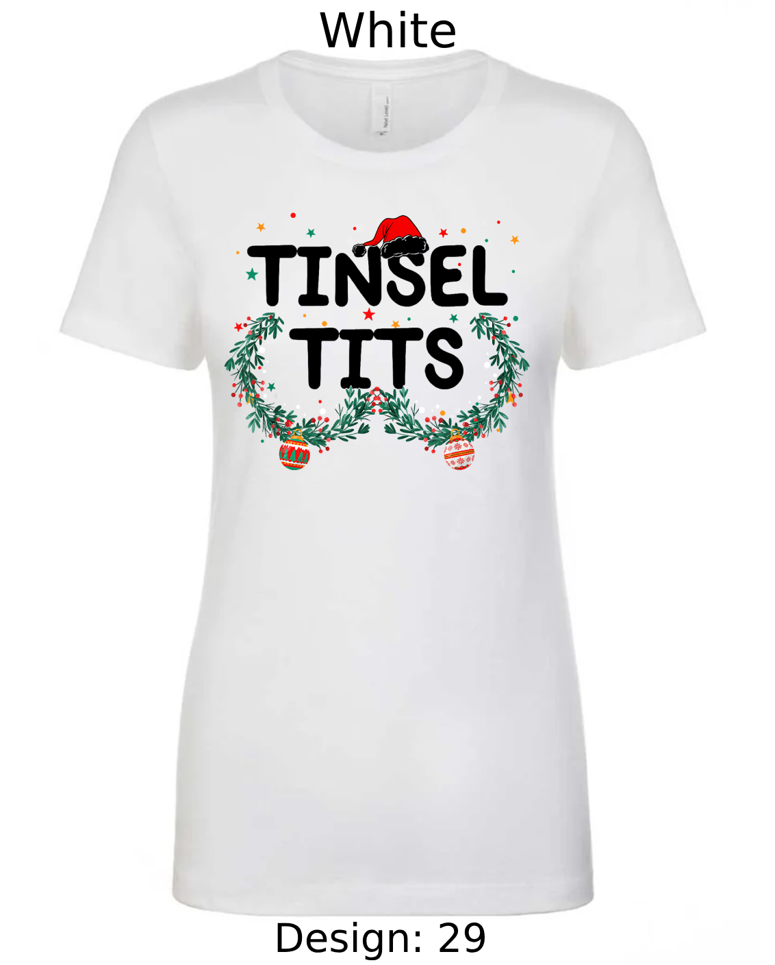 Shirts Women's Customized Tank Tops & Shirts | Christmas Tinsel Tits Themed Tee