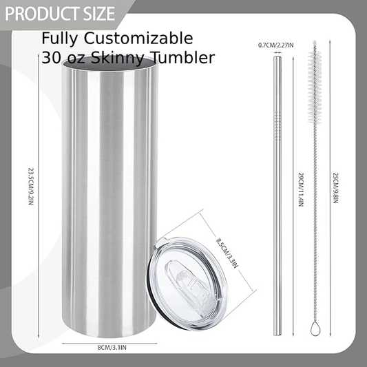 Custom Tumbler Personalized 30 oz Skinny Tumbler | Design Your Own Tumbler