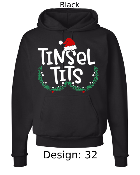 Unisex Christmas Jingle Balls & Tinsel Tits Hoodie Sweatshirt | Custom Hoodie