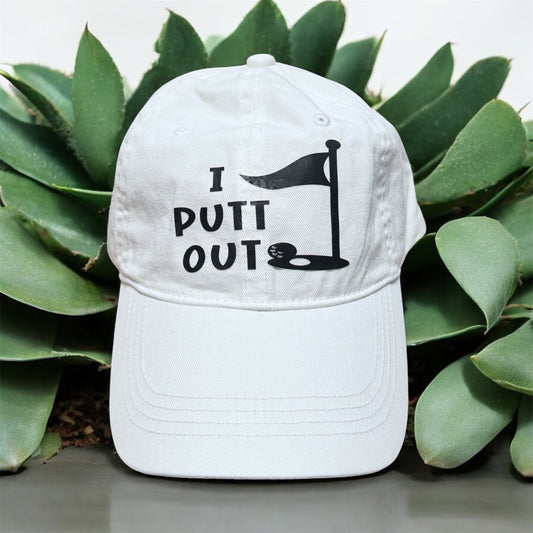 Ponytail Cap Custom Women's White Golf Hat OS with High & Low Slots Adjustable Velcro Strap 100% Cotton DTF Ink Design