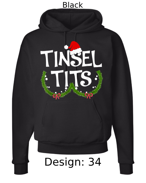 Unisex Christmas Jingle Balls & Tinsel Tits Hoodie Sweatshirt | Custom Hoodie