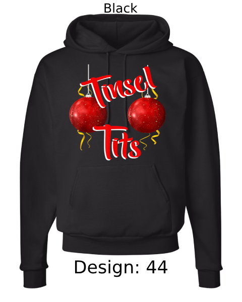 Unisex Christmas Jingle Balls & Tinsel Tits Hoodie Sweatshirt | Custom Hoodie