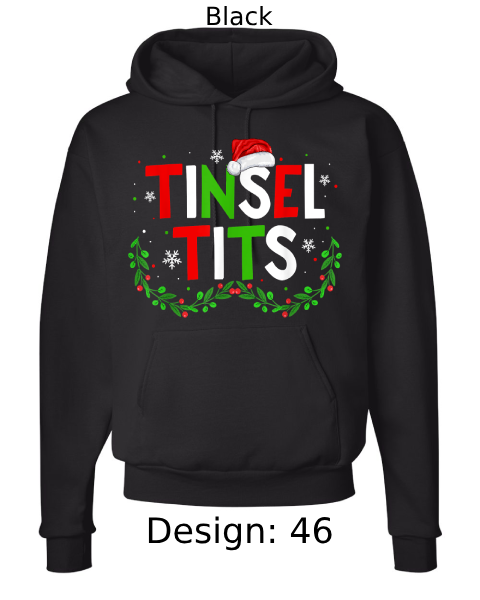 Unisex Christmas Jingle Balls & Tinsel Tits Hoodie Sweatshirt | Custom Hoodie