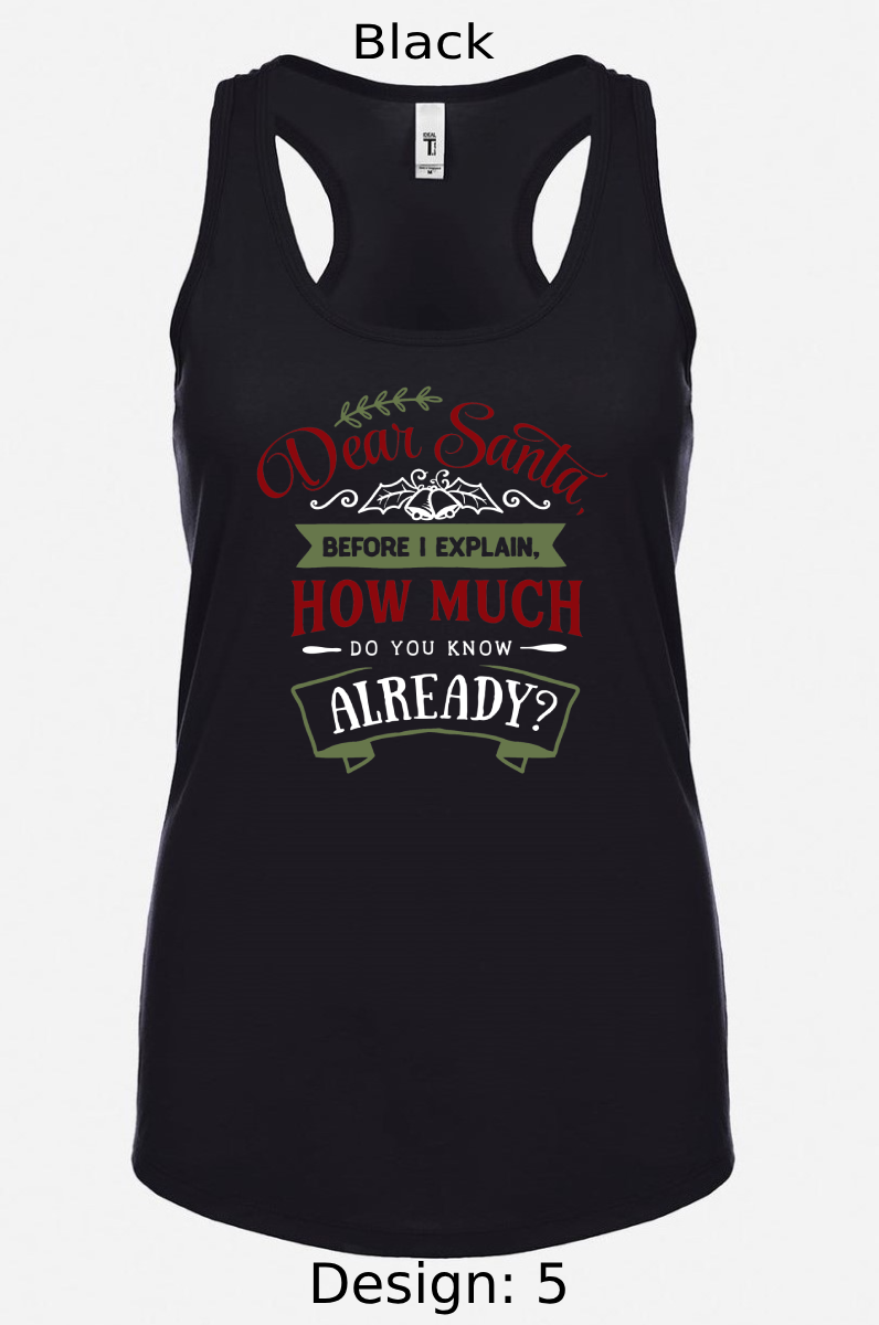 Shirts Women's Customized Tank Tops & Shirts | Christmas Funny Santa Themed Tee