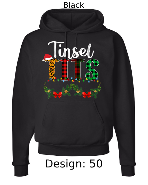 Unisex Christmas Jingle Balls & Tinsel Tits Hoodie Sweatshirt | Custom Hoodie
