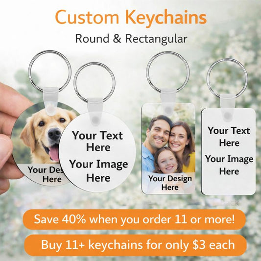 Custom Photo Keychain – Personalized Image, Logo, Text, or Photo