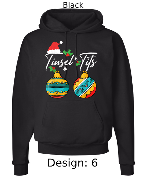 Unisex Christmas Jingle Balls & Tinsel Tits Hoodie Sweatshirt | Custom Hoodie