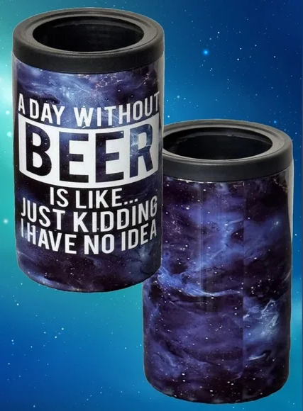 Custom Tumbler Ready To Ship 12oz Standard Can Bottle Insulated Cooler w/Lid & Straw | Sublimation Tumbler | A Day Without Beer Is Like...Just Kidding I Have No Idea