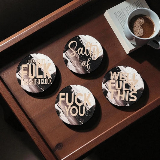 Custom Absorbent Neoprene Adult Humor Coasters Set of 4, Non-Slip Base