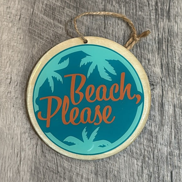 Ornaments Beach Themed | Aloha Beaches | Beach Please | Set of 2 Large 4" X 4" Ornaments