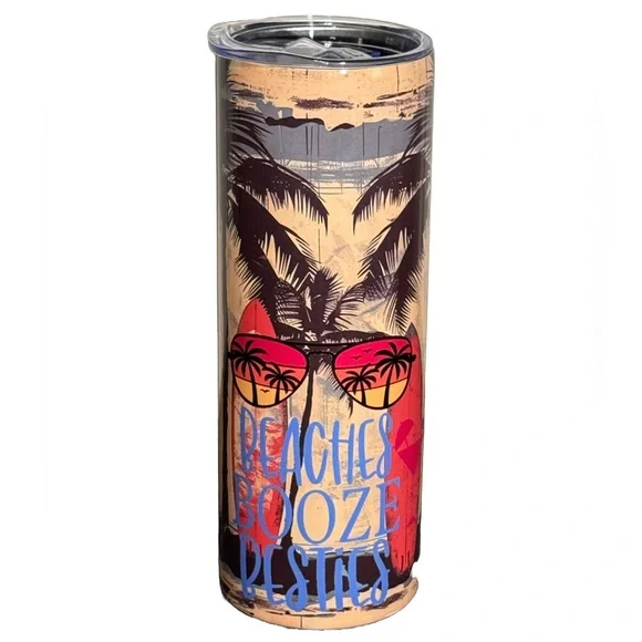 Custom Tumbler Ready To Ship 20 oz Skinny Tumbler | Sublimation Tumbler | Beach Booze Besties