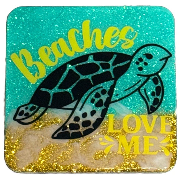 Coasters Beach Themed | Beaches Booze Besties | Toes In The Sand Wine In My Hand | Beaches Love Me | Beach A Holic | Set of 4 Coasters