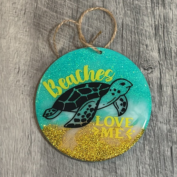 Ornaments Beach Themed | Beaches Love Me | Beach Please...I'm A Mermaid | Set of 2 Large 4" X 4" Ornaments