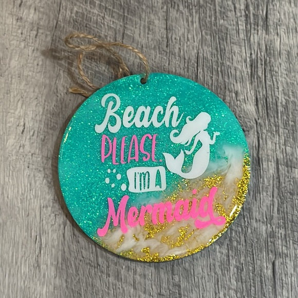 Ornaments Beach Themed | Beaches Love Me | Beach Please...I'm A Mermaid | Set of 2 Large 4" X 4" Ornaments