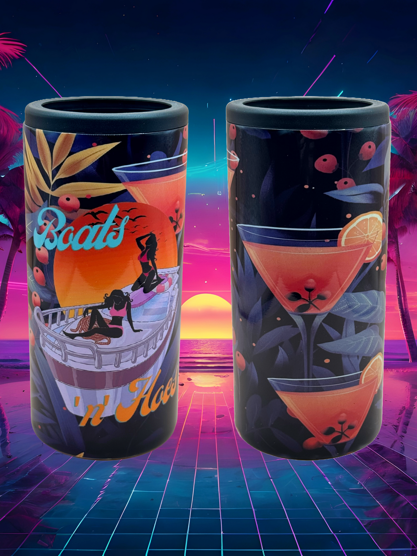 Custom Tumbler Ready To Ship 12oz Skinny Can Bottle Insulated Cooler | Sublimation Tumbler | Boats N Hoes