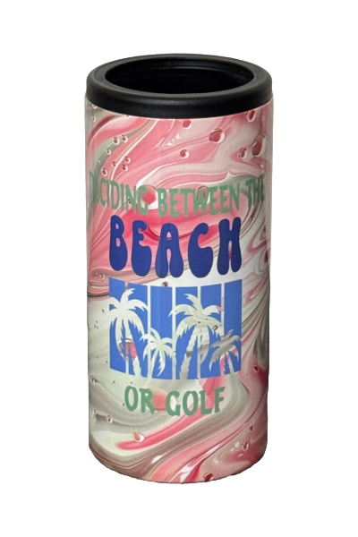 Custom Tumbler Ready To Ship 12oz Skinny Can Insulated Cooler | Sublimation Tumbler | Deciding Between The Beach Or Golf