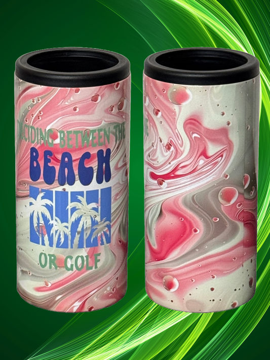 Custom Tumbler Ready To Ship 12oz Skinny Can Insulated Cooler | Sublimation Tumbler | Deciding Between The Beach Or Golf
