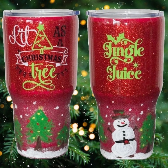 Custom Tumbler Ready To Ship 30 oz Tumbler | Lit As A Christmas Tree Jingle Juice