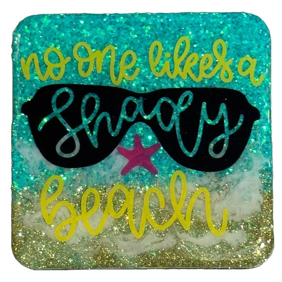 Coasters Beach Themed | No One Likes A Shady Beach | Beauty And The Beach | Beach Please | Sweet Beach | Set of 4 Coasters