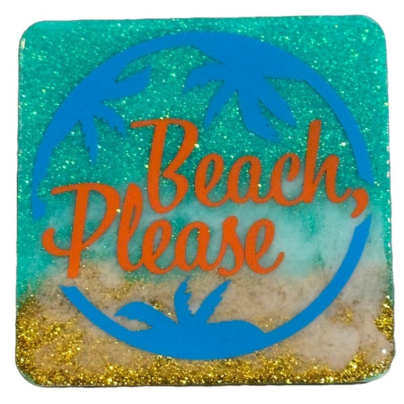 Coasters Beach Themed | No One Likes A Shady Beach | Beauty And The Beach | Beach Please | Sweet Beach | Set of 4 Coasters