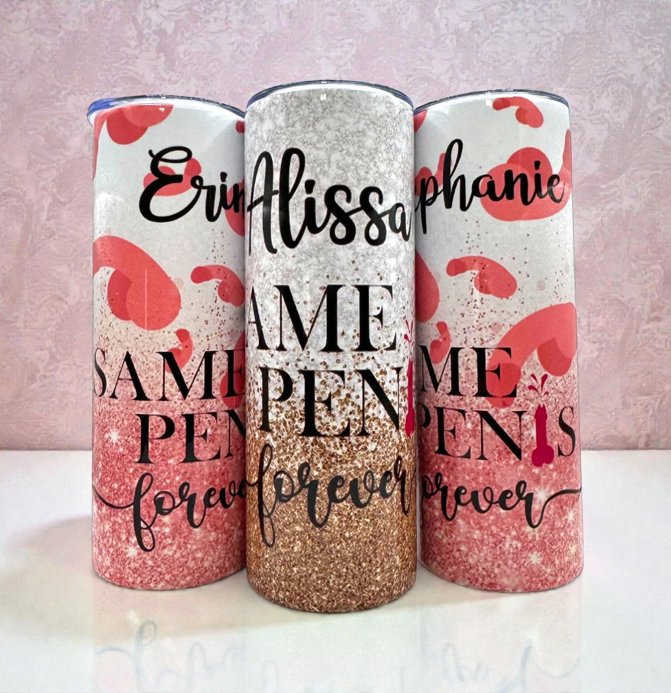 Personalized Bachelorette Party Tumblers: Same Penis Forever 20oz & 30oz Cups