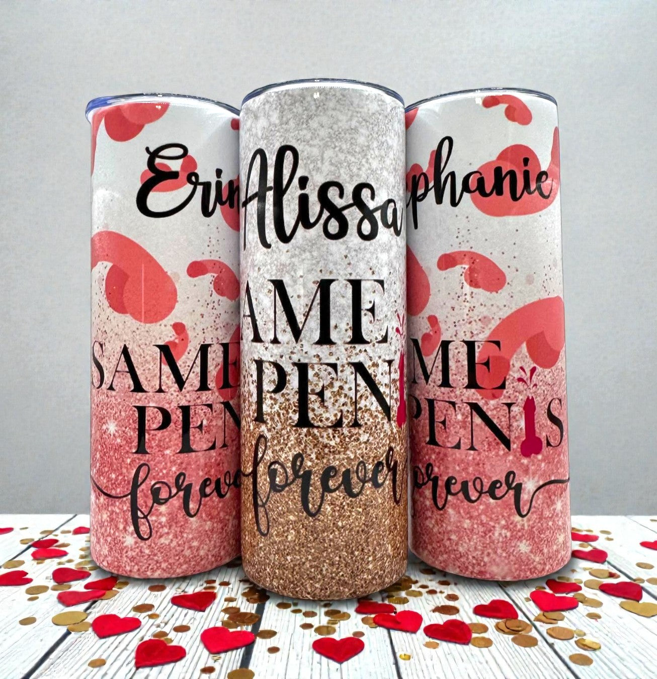 Personalized Bachelorette Party Tumblers: Same Penis Forever 20oz & 30oz Cups