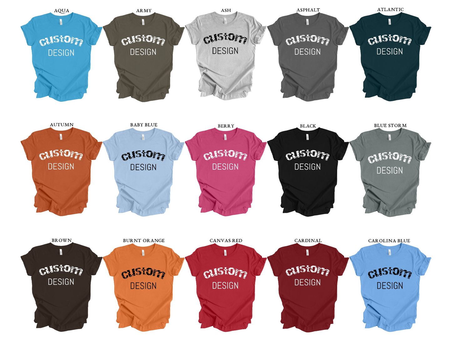 Custom Tee Unisex Crew Neck Solid T-Shirt | Design Your Own Shirt | Personalized Photo, Image, Business Logo and/or Text