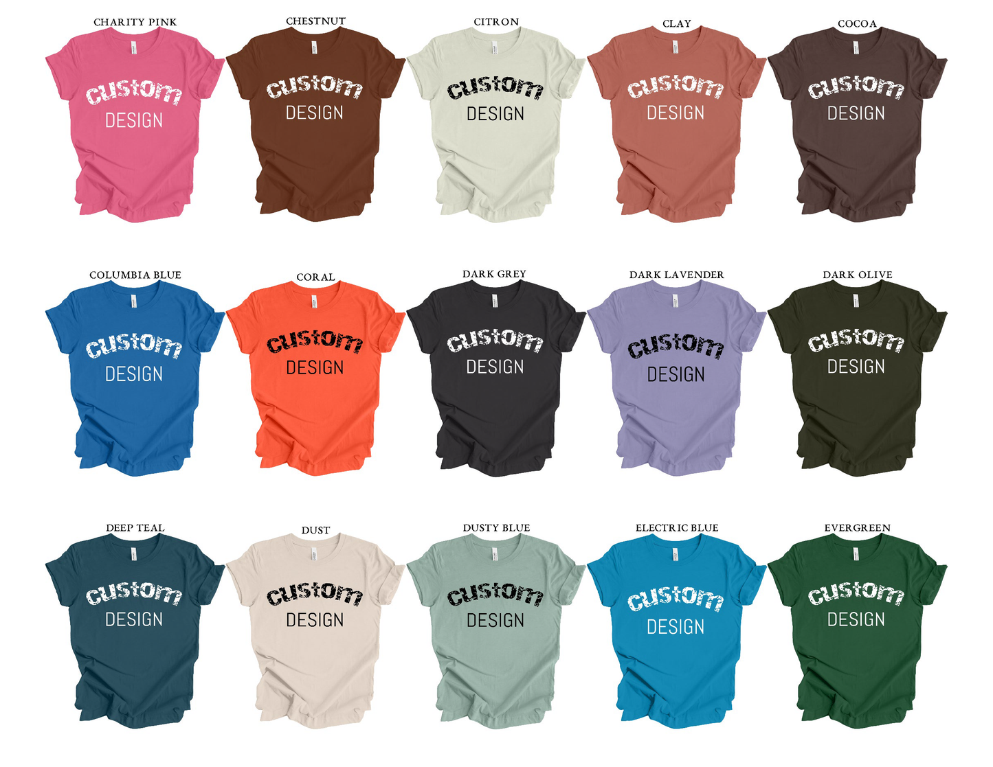 Custom Tee Unisex Crew Neck Solid T-Shirt | Design Your Own Shirt | Personalized Photo, Image, Business Logo and/or Text