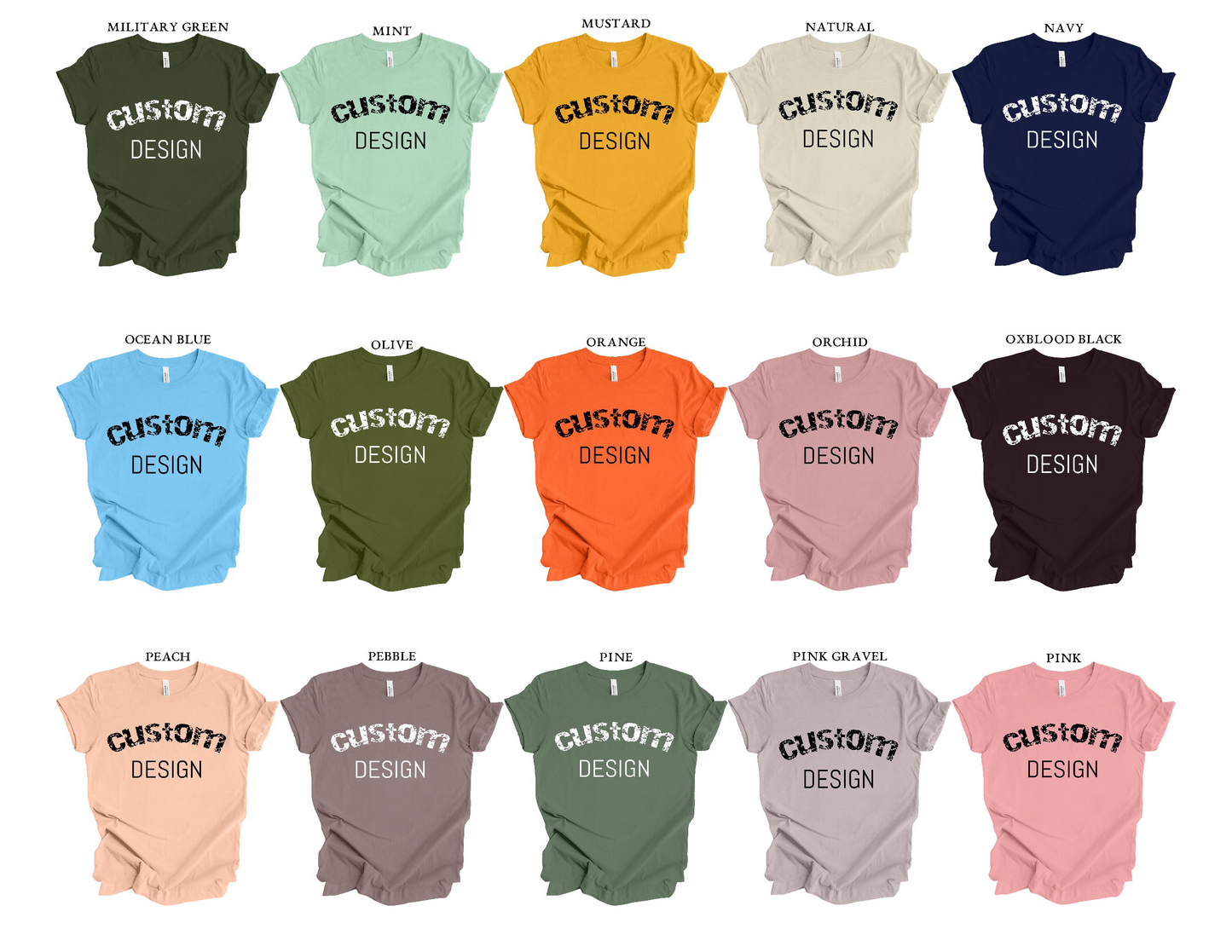 Custom Tee Unisex Crew Neck Solid T-Shirt | Design Your Own Shirt | Personalized Photo, Image, Business Logo and/or Text