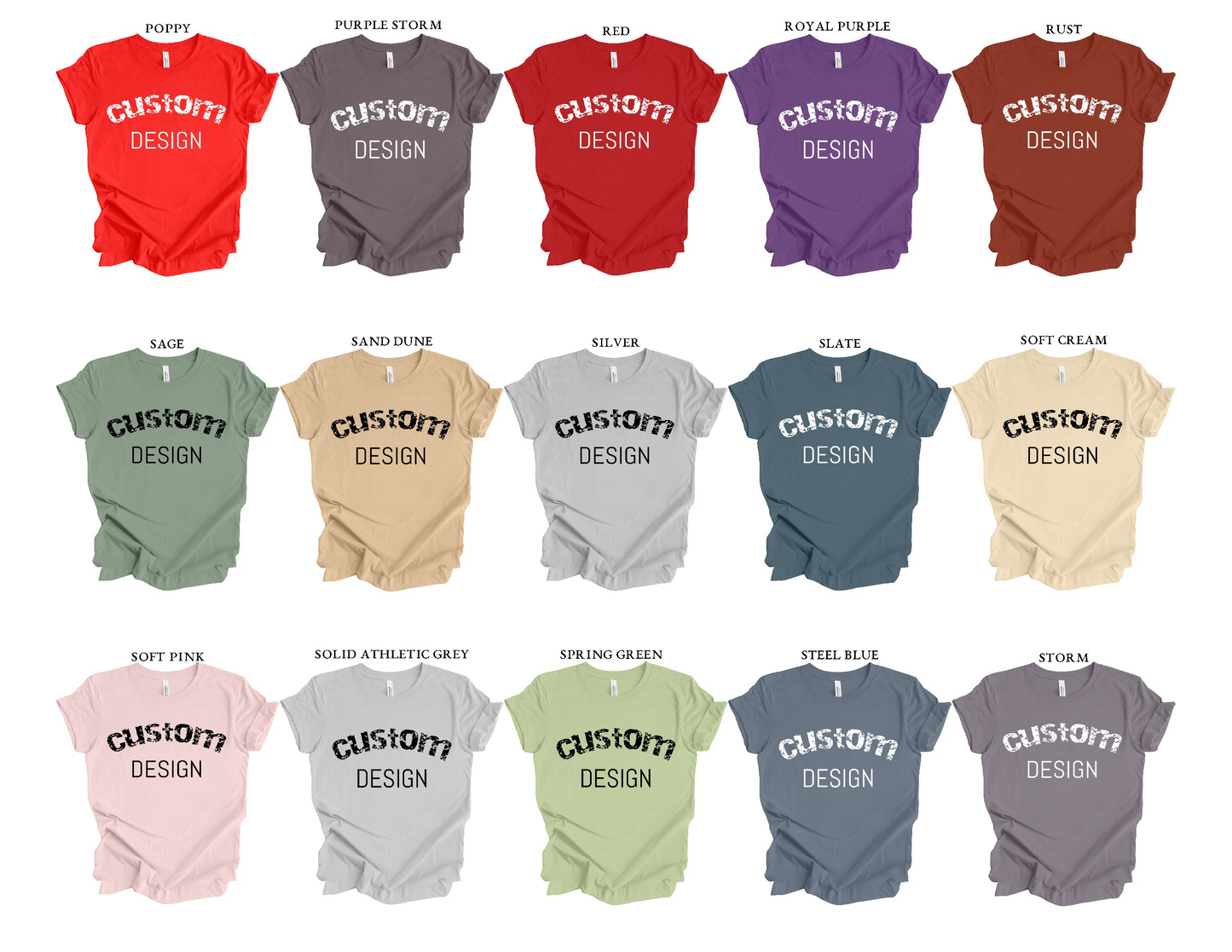 Custom Tee Unisex Crew Neck Solid T-Shirt | Design Your Own Shirt | Personalized Photo, Image, Business Logo and/or Text