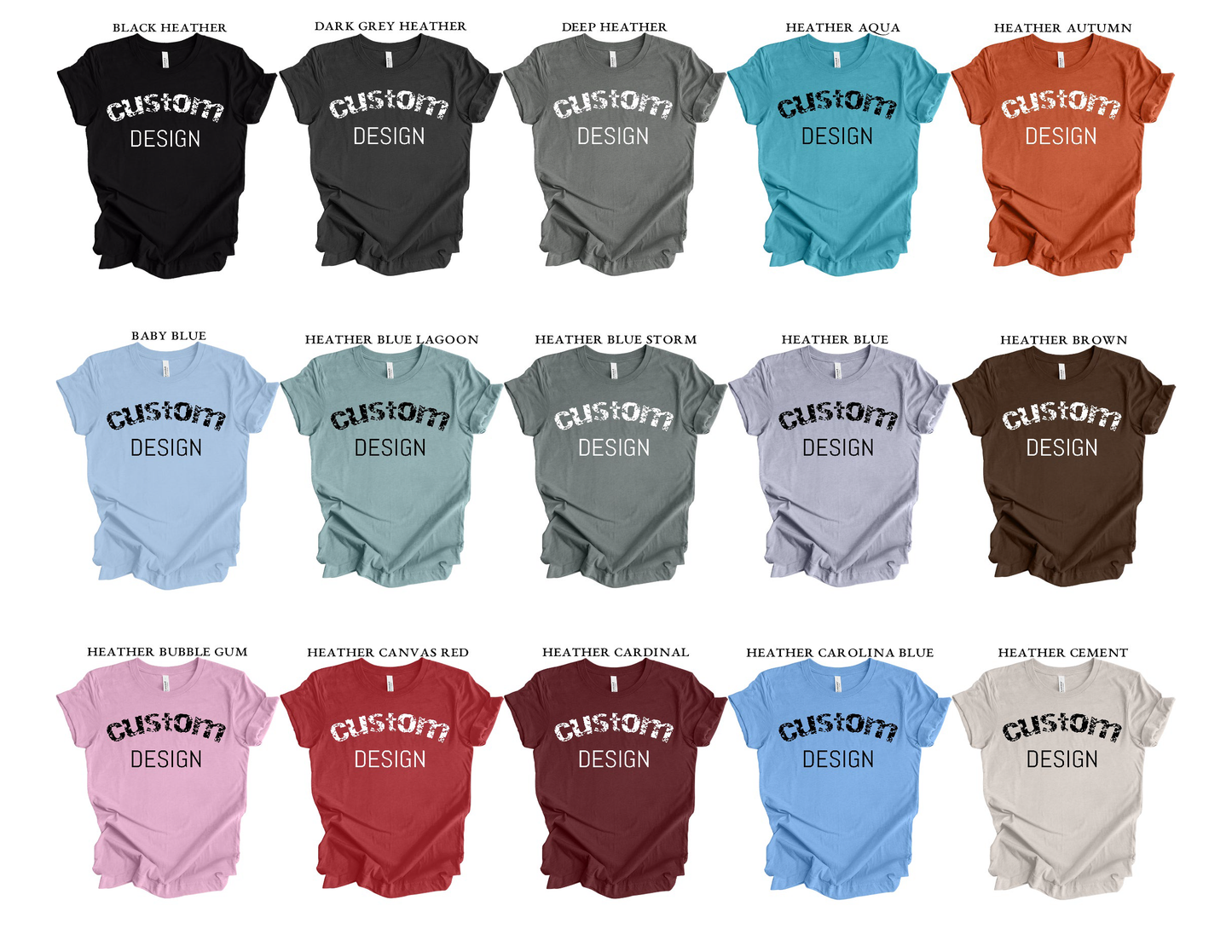 Custom Tee Unisex Heather Crew Neck T-shirt | Design Your Own Shirt | Personalized Photo, Image, Business Logo and/or Text