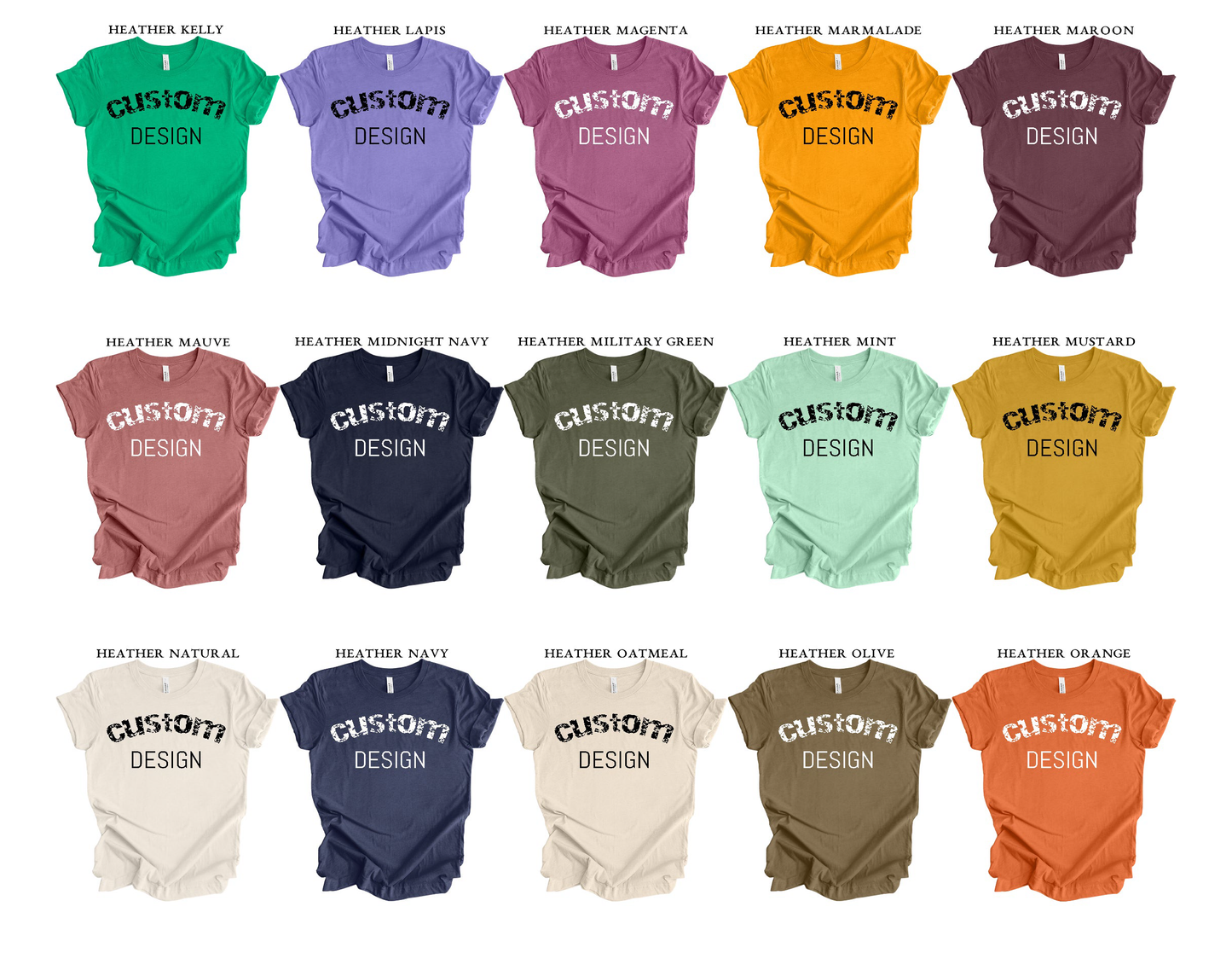 Custom Tee Unisex Heather Crew Neck T-shirt | Design Your Own Shirt | Personalized Photo, Image, Business Logo and/or Text