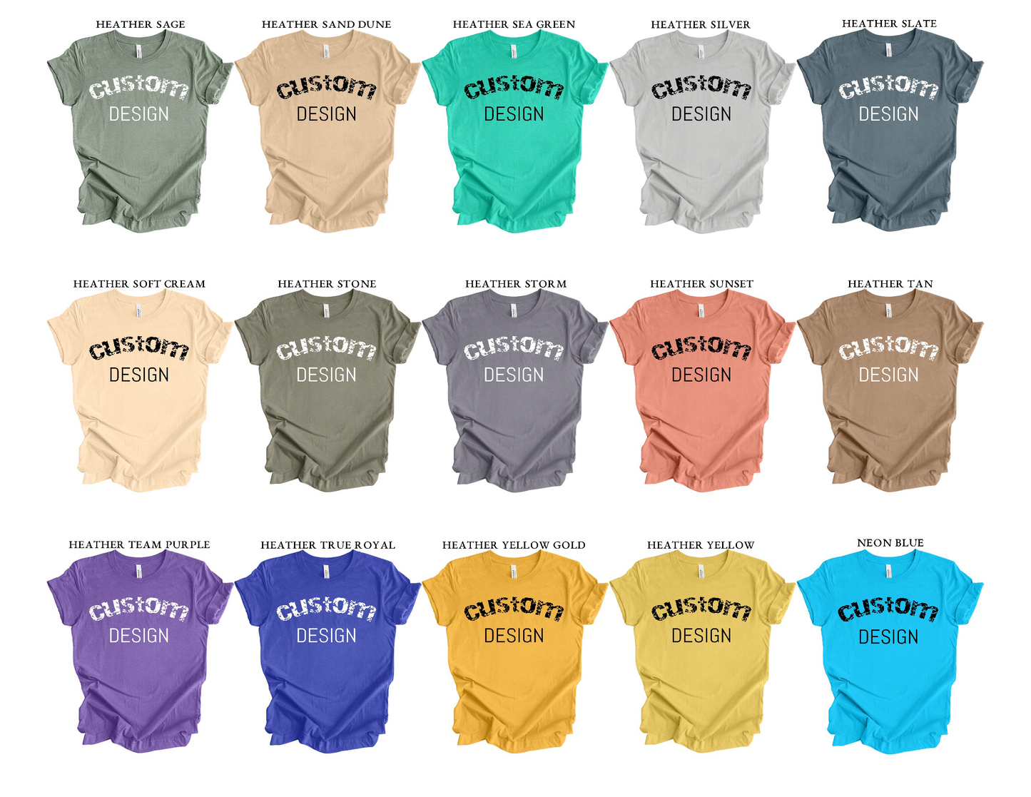 Custom Tee Unisex Heather Crew Neck T-shirt | Design Your Own Shirt | Personalized Photo, Image, Business Logo and/or Text